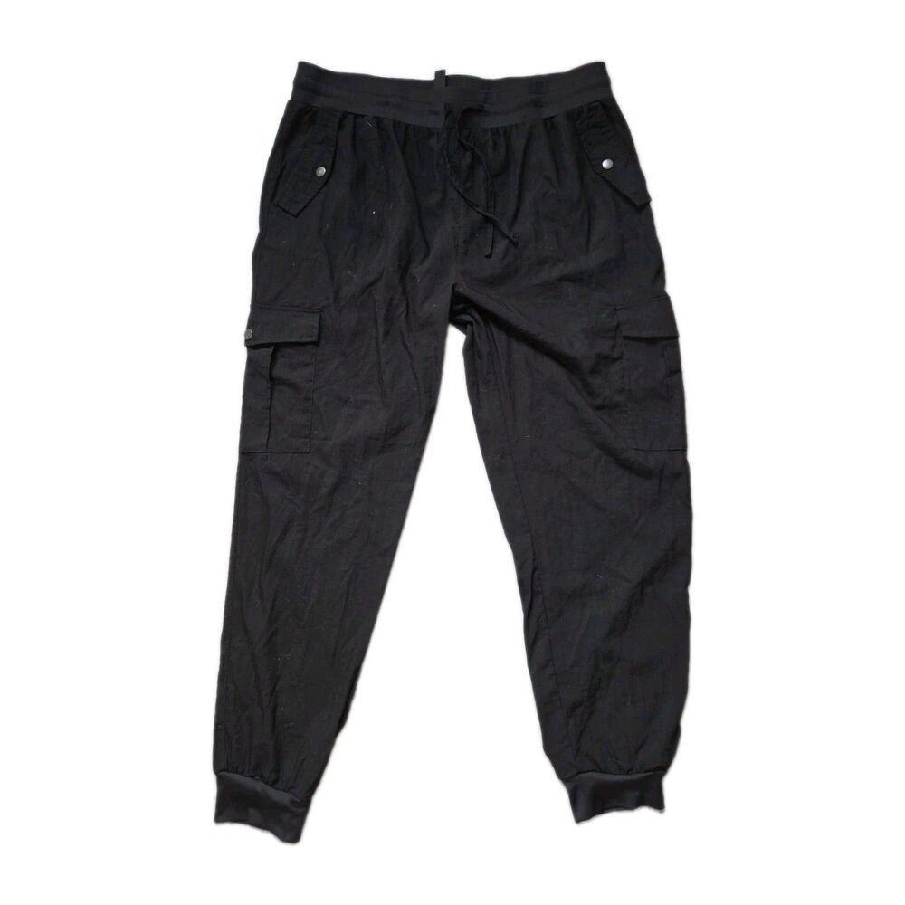 Willit Black Cargo Jogger Pants Drawstring Stretch Utility Pockets Womens XXL
